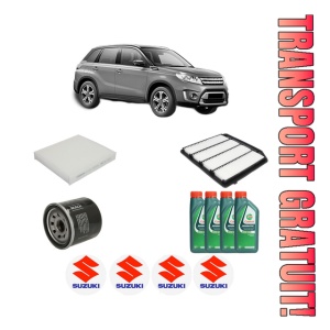 Set Pachet filtre revizie Bosch, 4 litrii ulei Castrol 10W40 SUZUKI VITARA (LY) 1.4 T AllGrip (APK414) din 2015, 4x Stickere auto cu SUZUKI
