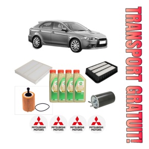Set Pachet filtre revizie Bosch, 4 litrii ulei Castrol 5W30 MITSUBISHI LANCER VIII Sportback (CX_A) 2.0 DI-D (CX8A) din 2008, 4x Stickere auto cu MITSUBISHI