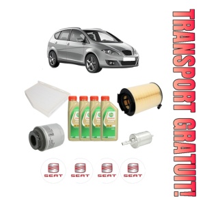 Set Pachet filtre revizie Bosch, 4 litrii ulei Castrol 5W30 SEAT ALTEA XL (5P5, 5P8) 1.2 TSI din 2010-2015, 4x Stickere auto cu SEAT