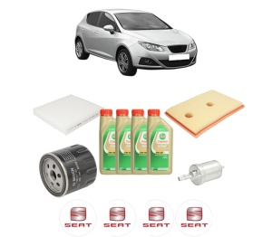 Set Pachet filtre revizie Bosch, 4 litrii ulei Castrol 5W30 SEAT IBIZA IV (6J5, 6P1) 1.4 TSI din 2013-2015, 4x Stickere auto cu SEAT - Img 2