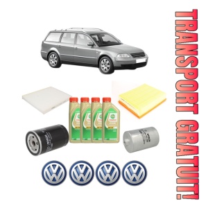 Set Pachet filtre revizie Bosch, 4 litrii ulei Castrol 5W30 Volkswagen PASSAT B5.5 Variant (3B6) 2.0 4motion din 2000-2005, 4x Stickere auto cu Volkswagen