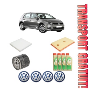Set Pachet filtre revizie Bosch, 4 litrii ulei Castrol 5W30 Volkswagen GOLF VII (5G1, BQ1, BE1, BE2) 1.2 TSI din 2012-2017, 4x Stickere auto cu Volkswagen