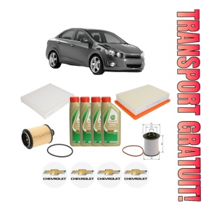 Set Pachet filtre revizie Bosch, 4 litrii ulei Castrol 5W40 CHEVROLET AVEO Saloon (T300) 1.3 D din 2011-2015, 4x Stickere auto cu CHEVROLET