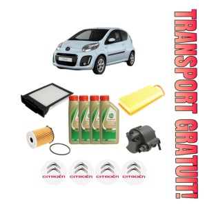 Set Pachet filtre revizie Bosch, 4 litrii ulei Castrol 5W40 CITROEN C1 (PM_, PN_) 1.4 HDi din 2005-2014, 4x Stickere auto cu CITROEN