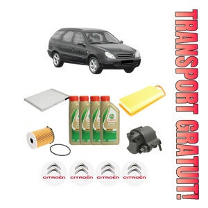 Set Pachet filtre revizie Bosch, 4 litrii ulei Castrol 5W40 CITROEN XSARA Break (N2) 1.4 HDi din 2003-2005, 4x Stickere auto cu CITROEN