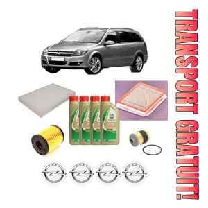 Set Pachet filtre revizie Bosch, 4 litrii ulei Castrol 5W40 OPEL ASTRA H Estate (A04) 1.3 CDTI (L35) din 2005-2010, 4x Stickere auto cu OPEL