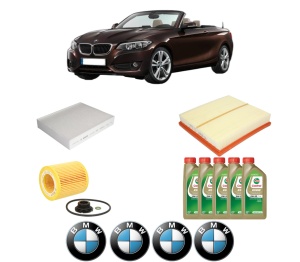 Set Pachet filtre revizie Bosch, 5 litrii ulei Castrol 0W20 BMW Seria 2 Convertible (F23) 228 i din 2014-2016, 4x Stickere auto cu BMW - Img 2
