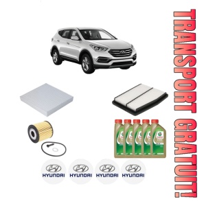 Set Pachet filtre revizie Bosch, 5 litrii ulei Castrol 0W20 HYUNDAI SANTA FE IV (TM, TMA) 1.6 T-GDI Hybrid HTRAC din 2020, 4x Stickere auto cu HYUNDAI