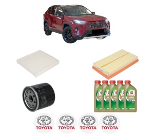 Set Pachet filtre revizie Bosch, 5 litrii ulei Castrol 0W20 TOYOTA RAV 4 V (_A5_, _H5_) 2.5 Hybrid AWD (AXAH54, AXAL54) din 2018, 4x Stickere auto cu TOYOTA - Img 2