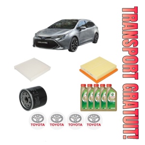 Set Pachet filtre revizie Bosch, 5 litrii ulei Castrol 0W20 TOYOTA COROLLA Estate (_E21_) 2.0 Hybrid (MZEH12) din 2019, 4x Stickere auto cu TOYOTA