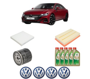 Set Pachet filtre revizie Bosch, 5 litrii ulei Castrol 0W20 Volkswagen ARTEON (3H7, 3H8) 1.5 TSI din 2017, 4x Stickere auto cu Volkswagen - Img 2