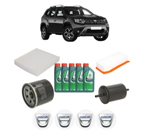 Set Pachet filtre revizie Bosch, 5 litrii ulei Castrol 10W40 DACIA DUSTER (HM_) 1.6 SCe 115 4x4 (HMM1) din 2017, 4x Stickere auto cu DACIA - Img 2
