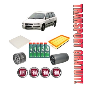 Set Pachet filtre revizie Bosch, 5 litrii ulei Castrol 10W40 FIAT STILO Multi Wagon (192_) 1.9 D Multijet din 2005-2008, 4x Stickere auto cu FIAT