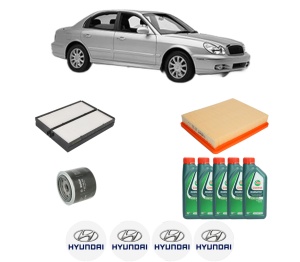 Set Pachet filtre revizie Bosch, 5 litrii ulei Castrol 10W40 HYUNDAI SONATA IV (EF) 2.7 V6 din 2001-2004, 4x Stickere auto cu HYUNDAI - Img 2