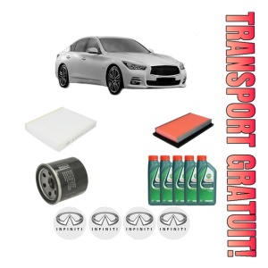 Set Pachet filtre revizie Bosch, 5 litrii ulei Castrol 10W40 INFINITI Q50 50 Hybrid AWD din 2013, 4x Stickere auto cu INFINITI