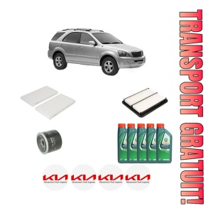 Set Pachet filtre revizie Bosch, 5 litrii ulei Castrol 10W40 KIA SORENTO I (JC) 2.4 din 2002-2009, 4x Stickere auto cu KIA