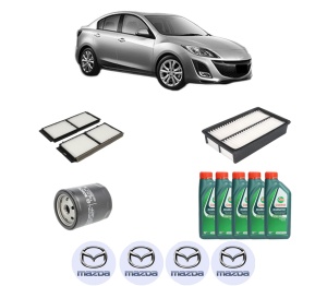 Set Pachet filtre revizie Bosch, 5 litrii ulei Castrol 10W40 MAZDA 3 Saloon (BL) 2.0 MZR DISI (BL12) din 2009-2013, 4x Stickere auto cu MAZDA - Img 2