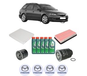 Set Pachet filtre revizie Bosch, 5 litrii ulei Castrol 10W40 MAZDA 6 Station Wagon (GY) 2.0 DI (GY19) din 2002-2007, 4x Stickere auto cu MAZDA - Img 2