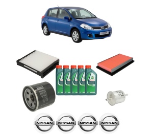 Set Pachet filtre revizie Bosch, 5 litrii ulei Castrol 10W40 NISSAN TIIDA Hatchback (C11) 1.8 (JC11) din 2004-2011, 4x Stickere auto cu NISSAN - Img 2