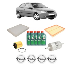 Set Pachet filtre revizie Bosch, 5 litrii ulei Castrol 10W40 OPEL ASTRA G Hatchback (T98) 2.2 16V (F08, F48) din 2000-2005, 4x Stickere auto cu OPEL - Img 2