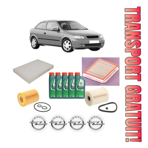 Set Pachet filtre revizie Bosch, 5 litrii ulei Castrol 10W40 OPEL ASTRA G Hatchback (T98) 1.7 CDTI (F08, F48) din 2003-2005, 4x Stickere auto cu OPEL