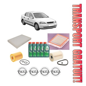 Set Pachet filtre revizie Bosch, 5 litrii ulei Castrol 10W40 OPEL ASTRA G Saloon (T98) 1.7 CDTI (F69) din 2003-2009, 4x Stickere auto cu OPEL