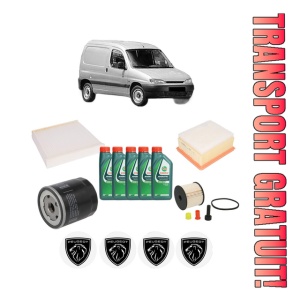 Set Pachet filtre revizie Bosch, 5 litrii ulei Castrol 10W40 PEUGEOT PARTNER Box Body/MPV (5_, G_) 2.0 HDi 4x4 din 2004-2005, 4x Stickere auto cu PEUGEOT