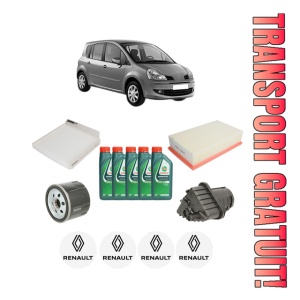 Set Pachet filtre revizie Bosch, 5 litrii ulei Castrol 10W40 RENAULT MODUS / GRAND MODUS (F/JP0_) 1.5 dCi (FP0D, JP0D) din 2004, 4x Stickere auto cu RENAULT