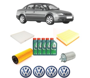 Set Pachet filtre revizie Bosch, 5 litrii ulei Castrol 10W40 Volkswagen PASSAT B5.5 (3B3) 2.5 TDI din 2003-2005, 4x Stickere auto cu Volkswagen - Img 2