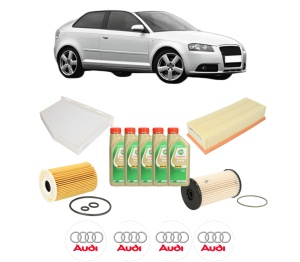 Set Pachet filtre revizie Bosch, 5 litrii ulei Castrol 5W30 AUDI A3 (8P1) 1.6 TDI din 2009-2012, 4x Stickere auto cu AUDI - Img 2