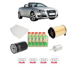 Set Pachet filtre revizie Bosch, 5 litrii ulei Castrol 5W30 AUDI A3 Convertible (8P7) 1.6 din 2008-2010, 4x Stickere auto cu AUDI - Img 2