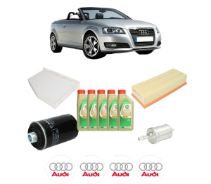Set Pachet filtre revizie Bosch, 5 litrii ulei Castrol 5W30 AUDI A3 Convertible (8P7) 1.8 TFSI din 2008-2013, 4x Stickere auto cu AUDI - Img 2