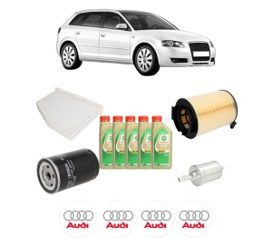 Set Pachet filtre revizie Bosch, 5 litrii ulei Castrol 5W30 AUDI A3 Sportback (8PA) 1.6 E-Power din 2011-2013, 4x Stickere auto cu AUDI - Img 2