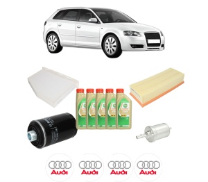 Set Pachet filtre revizie Bosch, 5 litrii ulei Castrol 5W30 AUDI A3 Sportback (8PA) 1.8 TFSI quattro din 2008-2013, 4x Stickere auto cu AUDI - Img 2