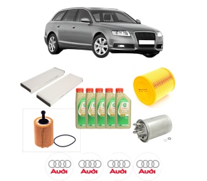 Set Pachet filtre revizie Bosch, 5 litrii ulei Castrol 5W30 AUDI A6 C6 Avant (4F5) 2.0 TDI din 2005-2011, 4x Stickere auto cu AUDI - Img 2