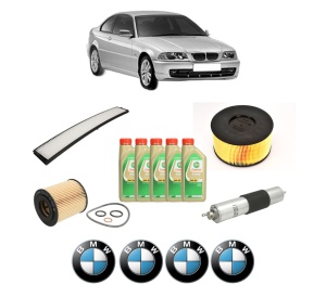 Set Pachet filtre revizie Bosch, 5 litrii ulei Castrol 5W30 BMW Seria 3 (E46) 318 i din 2001-2005, 4x Stickere auto cu BMW - Img 2