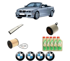 Set Pachet filtre revizie Bosch, 5 litrii ulei Castrol 5W30 BMW Seria 3 Convertible (E93) 320 i din 2006-2013, 4x Stickere auto cu BMW - Img 2