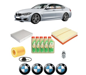 Set Pachet filtre revizie Bosch, 5 litrii ulei Castrol 5W30 BMW Seria 4 Gran Coupe (F36) 428 i din 2014-2016, 4x Stickere auto cu BMW - Img 2