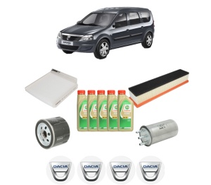 Set Pachet filtre revizie Bosch, 5 litrii ulei Castrol 5W30 DACIA LOGAN MCV (KS_) 1.5 dCi (KS0W) din 2007-2012, 4x Stickere auto cu DACIA - Img 2