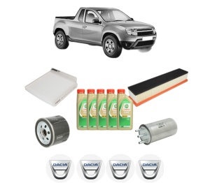 Set Pachet filtre revizie Bosch, 5 litrii ulei Castrol 5W30 DACIA LOGAN Pickup (US_) 1.5 dCi (US0W) din 2008, 4x Stickere auto cu DACIA - Img 2