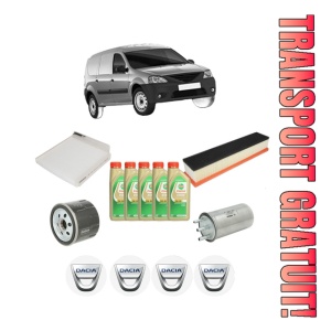 Set Pachet filtre revizie Bosch, 5 litrii ulei Castrol 5W30 DACIA LOGAN EXPRESS (FS_) 1.5 dCi (FS0K) din 2009, 4x Stickere auto cu DACIA