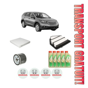 Set Pachet filtre revizie Bosch, 5 litrii ulei Castrol 5W30 HONDA CR-V IV (RM_) 1.6 i-DTEC (RE6) din 2013, 4x Stickere auto cu HONDA