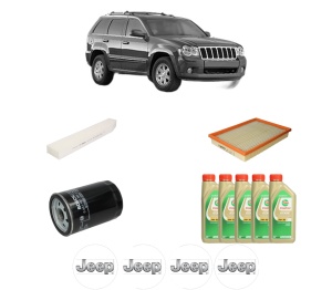 Set Pachet filtre revizie Bosch, 5 litrii ulei Castrol 5W30 JEEP GRAND CHEROKEE III (WH, WK) 3.7 V6 din 2004-2010, 4x Stickere auto cu JEEP - Img 2