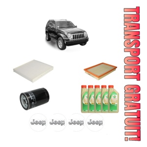 Set Pachet filtre revizie Bosch, 5 litrii ulei Castrol 5W30 JEEP CHEROKEE (KJ) 3.7 4x4 din 2003-2008, 4x Stickere auto cu JEEP