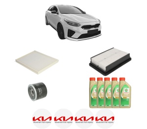 Set Pachet filtre revizie Bosch, 5 litrii ulei Castrol 5W30 KIA PROCEED (CD) 1.6 T-GDI GT din 2018, 4x Stickere auto cu KIA - Img 2