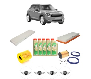 Set Pachet filtre revizie Bosch, 5 litrii ulei Castrol 5W30 MINI MINI COUNTRYMAN (R60) Cooper S din 2010-2016, 4x Stickere auto cu MINI - Img 2