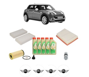 Set Pachet filtre revizie Bosch, 5 litrii ulei Castrol 5W30 MINI MINI (F55) One First din 2017, 4x Stickere auto cu MINI - Img 2