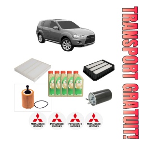 Set Pachet filtre revizie Bosch, 5 litrii ulei Castrol 5W30 MITSUBISHI OUTLANDER II Van (CW_W) Di-D 4WD (CW8W) din 2006-2010, 4x Stickere auto cu MITSUBISHI