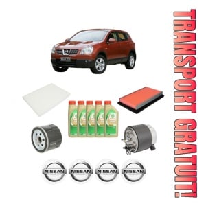 Set Pachet filtre revizie Bosch, 5 litrii ulei Castrol 5W30 NISSAN QASHQAI I (J10, NJ10) 1.5 dCi din 2006-2013, 4x Stickere auto cu NISSAN