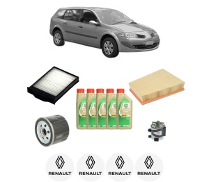 Set Pachet filtre revizie Bosch, 5 litrii ulei Castrol 5W30 RENAULT MEGANE II Estate Van (KM_) 1.5 dCi (KM1F) din 2005-2009, 4x Stickere auto cu RENAULT - Img 2